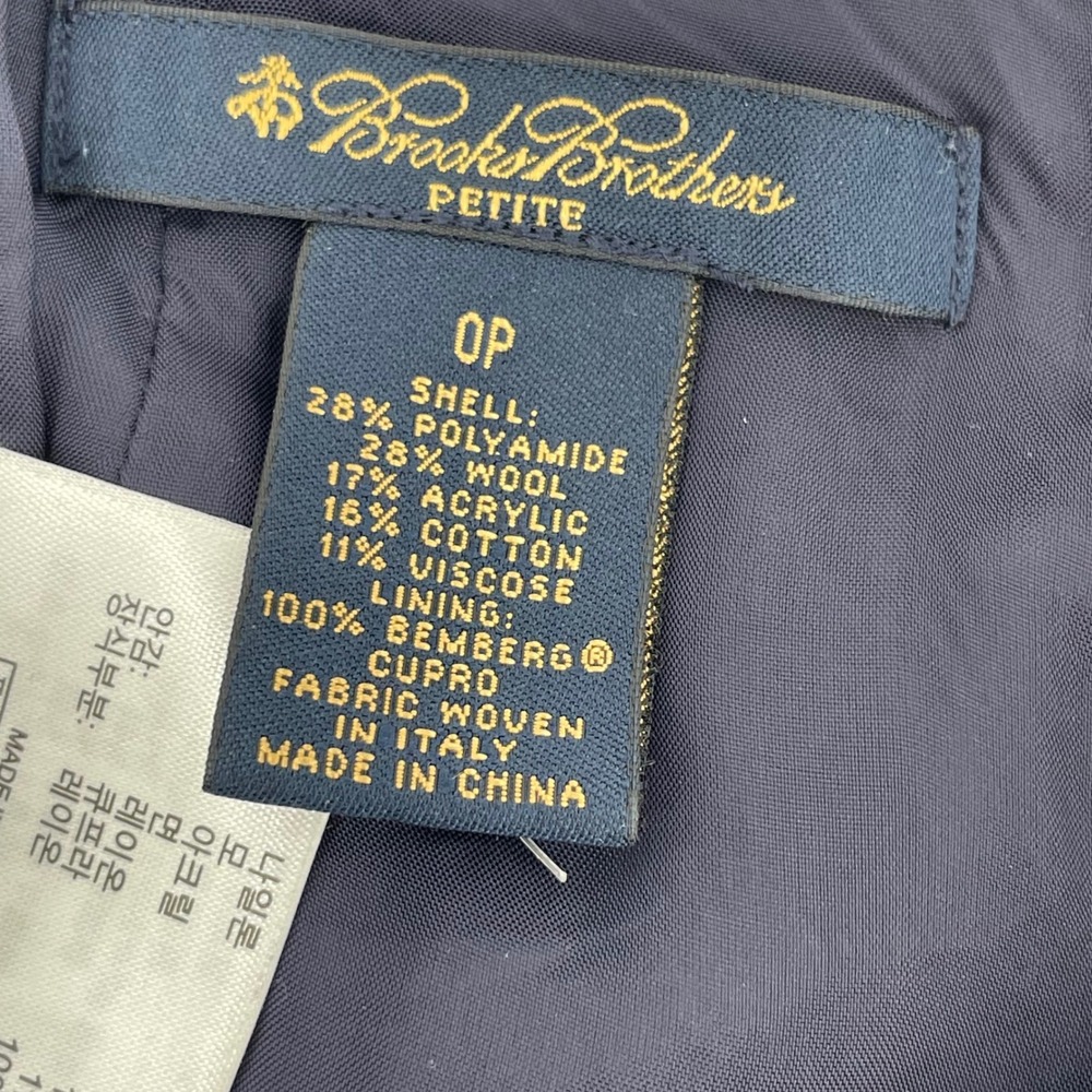 Brooks Brothers Petite Navy Blue Tweed Wool Blend Pencil Skirt 0P Italian Fabric - Picture 6 of 10